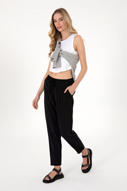 Kad_n Siyah Harem Fit Kanvas Pantolon