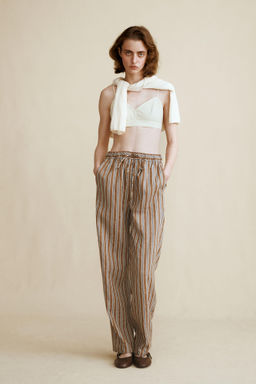 PANTAL?N RAYAS CON LINO CREATED BY CARAMEL LONDON X ZARA / Chocolate