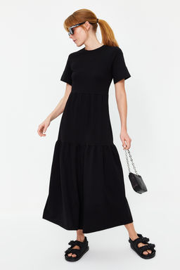 TRENDYOLMILLA Siyah Buzgulu K?sa Kollu Orme Maxi Elbise TWOSS24EL00132  фото 2