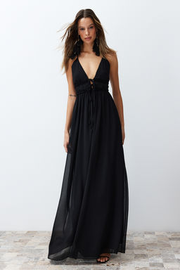 TRENDYOLMILLA Cok Renkli A-Kesim Astarl? Sifon Dokuma Uzun S?k Abiye Elbise TPRSS24AE00058  фото 2