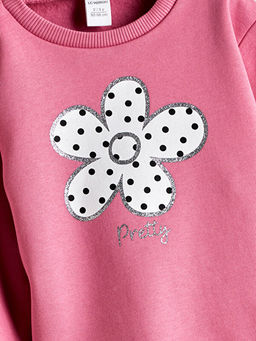 Bisiklet Yaka Bask?l? K?z ?ocuk Sweatshirt