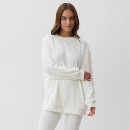 Костюм женский (свитшот, леггинсы) KAFTAN Plushy, размер 44-46, белый