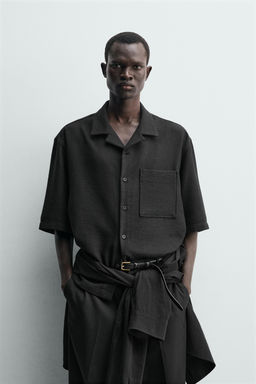 CAMISA BOXY FIT ESTRUCTURA / Negro - Zara фото 2