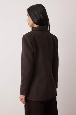 Lacivert Kase Bal?ks?rt? Kruvaze Kapama Normal Kal?p Dokuma Blazer Ceket TWOAW26BC00037 - Trendyolmilla фото 7