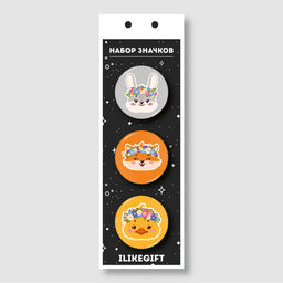 Набор значков 3 шт. iLikeGift "Flower animal"