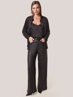 Блузка Vilatte D29.275 сатин чёрный  фото 5