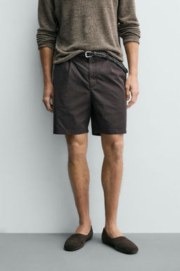BERMUDA REGULAR FIT PLIEGUES / Marr?n