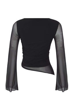 Teen Duz Kay?k Yaka Asimetrik Detayl? Vucuda Oturan Esnek Orme Tul Bluz TWOAW26BZ00128