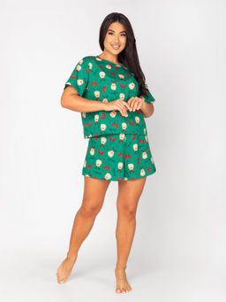 Пижама женская кулирка с шортами "КРИСТИ" ЗЕЛЕНЬ