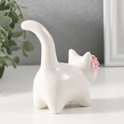 Сувенир керамика "Котик белый пухлый с розовыми цветочками" 7,8х5х10 см