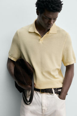 POLO PUNTO REGULAR FIT PIQU? / Amarillo claro
