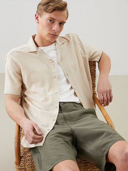 Regular Fit Keten Kar???ml? Erkek G?mlek