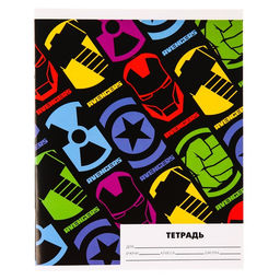 Цена за 20 шт. Тетрадь в линейку 24 листа, 4 вида МИКС, обложка мелованный картон, «Мстители»