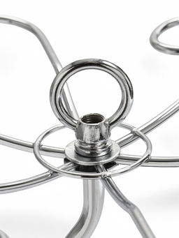 Подставка для бокалов, серебристая с коричневым основанием, на 6 бокалов