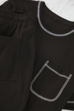 TRENDYOL MAN Gri Regular Fit Karyoka Dikisli Orme Sortlu Pijama Tak?m? TMNSS25PT00017 - Trendyolmilla фото 9