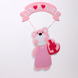 Украшение на гендер пати «Подвеска Мишка It&apos;s a Girl», 30.5×30.5×49 см, розовое