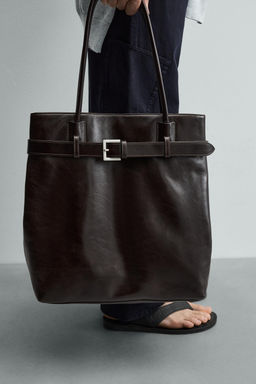 BOLSO SHOPPER PIEL CINTUR?N / Marr?n - Zara фото 3