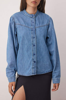 Koyu Mavi Dikis Detayl? Denim Gomlek TWOAW26GO00016 - Trendyolmilla фото 3