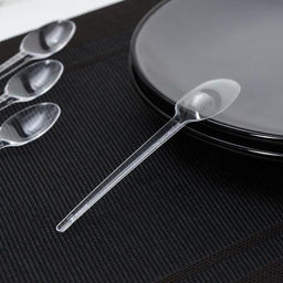 Цена за 100 шт. Одноразовая ложка чайная, 12.5 см, полипропилен, прозрачная