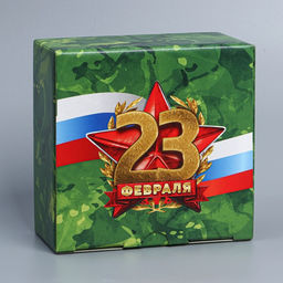Цена за 2 шт. Коробка подарочная сборная, упаковка, 23 февраля, 15?15?7 см