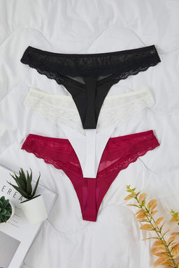 Cok Renkli 3lu Tul Bask?l? Tanga Kulot THMAW26KU00040