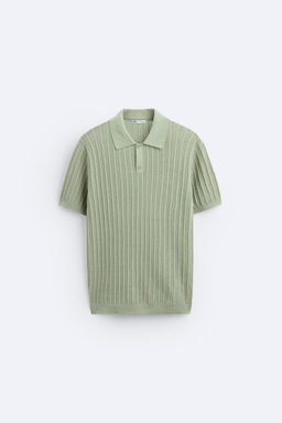 COTTON - LINEN KNIT POLO SHIRT - Zara фото 6