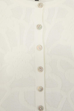 Ekru Cicek Desen Dokulu Bisiklet Yaka Triko Bluz TWOSS26BZ00118 - Trendyolmilla фото 2