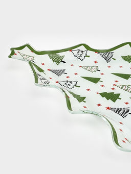 Блюдо сервировочное новогоднее Доляна Ёлочка, 24.5?24.7?2 см, стекло, белое