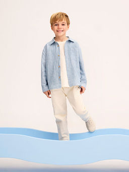 ?izgili Keten Erkek ?ocuk G?mlek