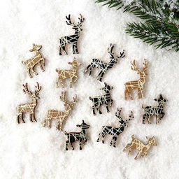 Новогодний декор «Олень», с подсветкой, 8×12.5 см, набор 12 шт.