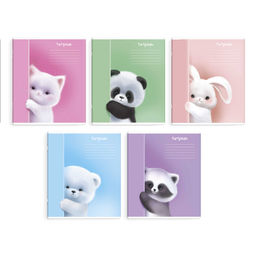 Цена за 2 шт. Тетрадь школьная ученическая, 12 л, клетка, арт. 68526/ 10 ПУШИСТИКИ /А5+, мягкий переплёт (2 скобы), обложка - выборочный УФ-лак, мелованный картон 190 г/м?, упаковка ассорти/