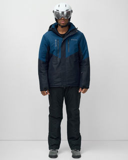 Горнолыжный костюм мужской зимний темно-синего цвета 07713TS