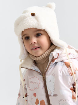 Шапка-ушанка меховая Молоко 0+ - Bungly фото 3