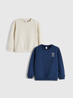 Bisiklet Yaka Erkek ?ocuk Sweatshirt 2li