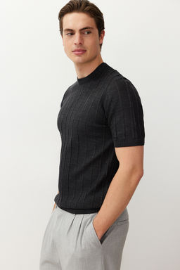 TRENDYOL MAN Lacivert Slim-Dar Fit Pamuklu Bisiklet Yaka Basic Triko T-shirt TMNSS24TS00250 - Trendyolmilla фото 4
