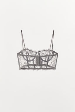 SUJETADOR CORS? BORDADOS FLORES / Gris / Azul - Zara фото 6
