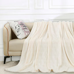 Плед/покрывало 220х200см "Жемчужина", велсофт "Магнолия" набивной, полиэстер 100%, плотность 270г/м2, упаковка: 20х33см пояс бумажный, "Домашняя мода" (Россия)