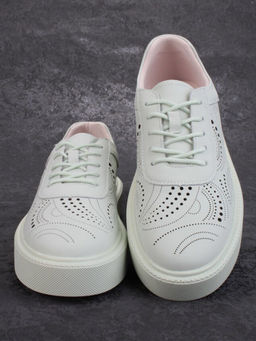 05-PDD166-3 LT.GREEN Кроссовки женские (натуральная кожа)