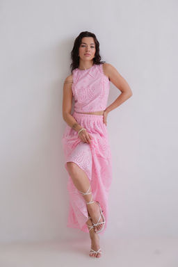 Martichelli Костюм с юбкой хлопковый розовый  фото 9