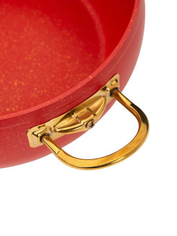 Кастрюля с крышкой стеклянной 22 х 10 см (3,5 л) с АПП, цв. красный/золотой, арт. 3000-RD/GD-22 - D.L.K. фото 2