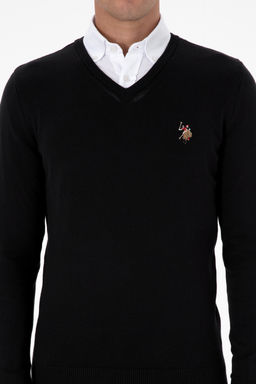 Erkek Slim Fit V Yaka Siyah Basic Kazak - U.s. polo assn фото 6