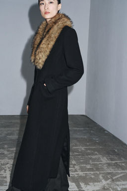 WOOL COAT WITH FAUX FUR COLLAR ZW COLLECTION - Zara фото 4