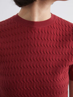 Bisiklet Yaka Kendinden Desenli Kad?n Triko Kazak