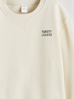 Bisiklet Yaka Bask?l? Erkek ?ocuk Sweatshirt