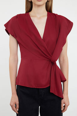 Bordo Dugum Detayl? Dokuma Bluz TWOAW25BZ00046 - Trendyolmilla фото 2