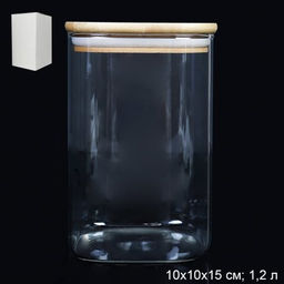 Банка квадратная бамбуковая крышка 1200 мл диаметр 10/15 см / LCSC2112 /уп 75/