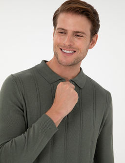 Duman Slim Fit Fermuarl_ Polo Yaka Triko Kazak - Pierre cardin фото 2