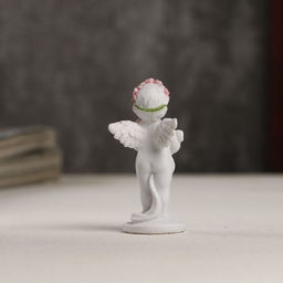 Цена за 2 шт. Сувенир полистоун "Белоснежный ангел в розовом веночке с букетом роз" 5,3х2,3х2,3 см