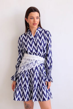 Martichelli Платье зиг-заг бело-синее  фото 15