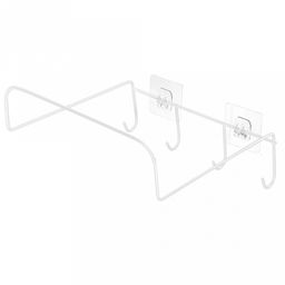 Вешалка-планка металлическая, окрашенная "Лофт" 4 крючка, 25,5х24,5х19,5см, на липучках, с полкой, белый (Китай)